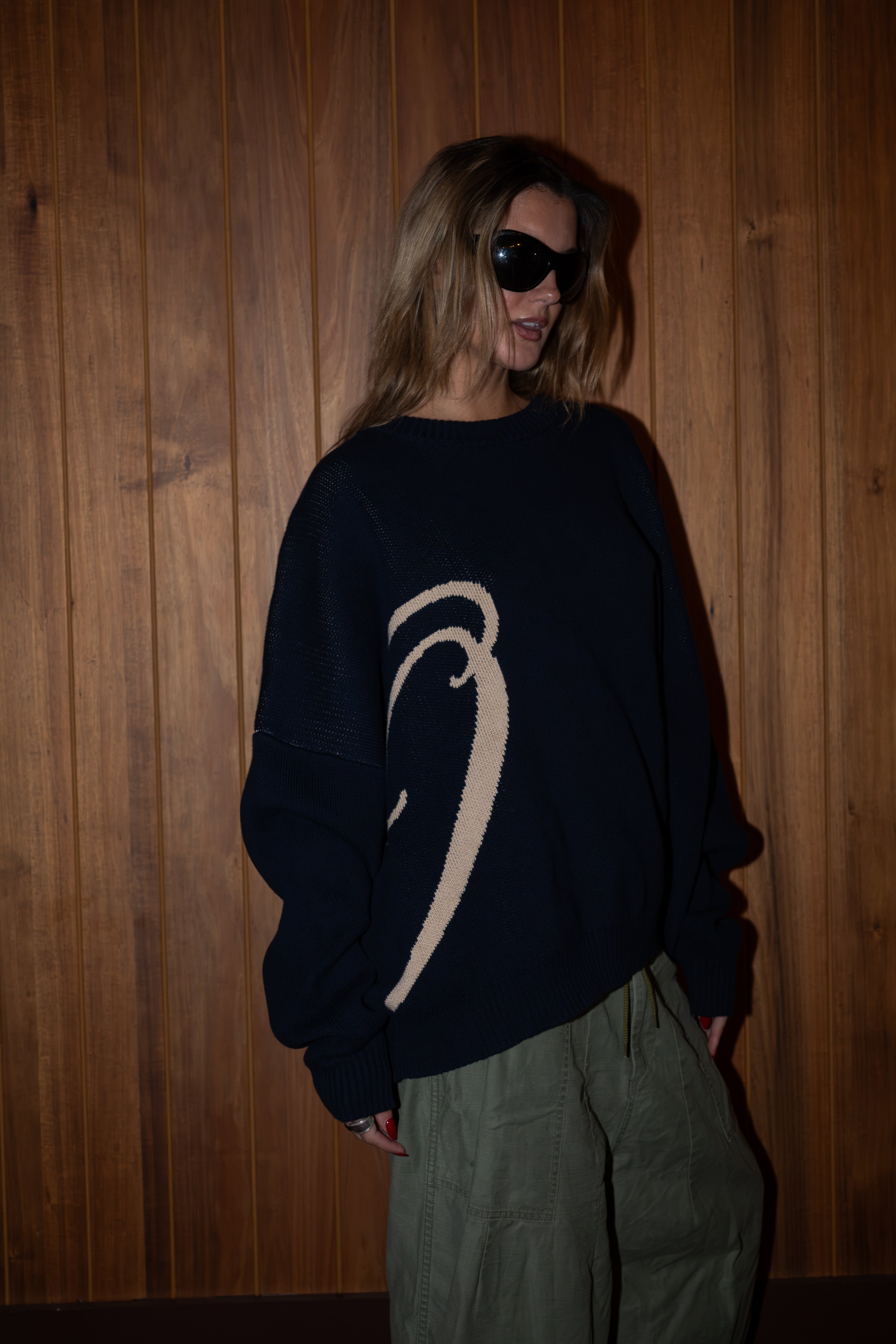 OSSO SCRIPT KNIT (NAVY)